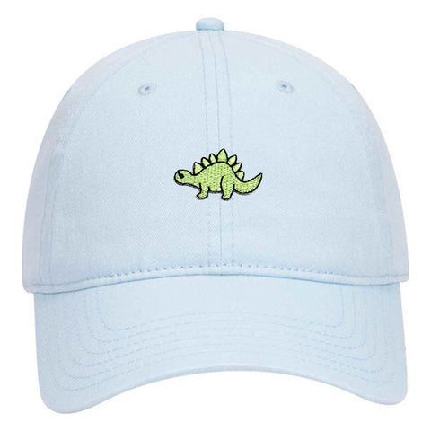 Green Dinosaur Embroidered Patch Pastel Tone Garment Washed Superior Cotton Twill Dad Hat - For Women and Men