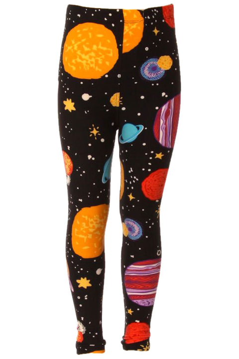 Kid's Colorful Planets Pattern Printed Leggings