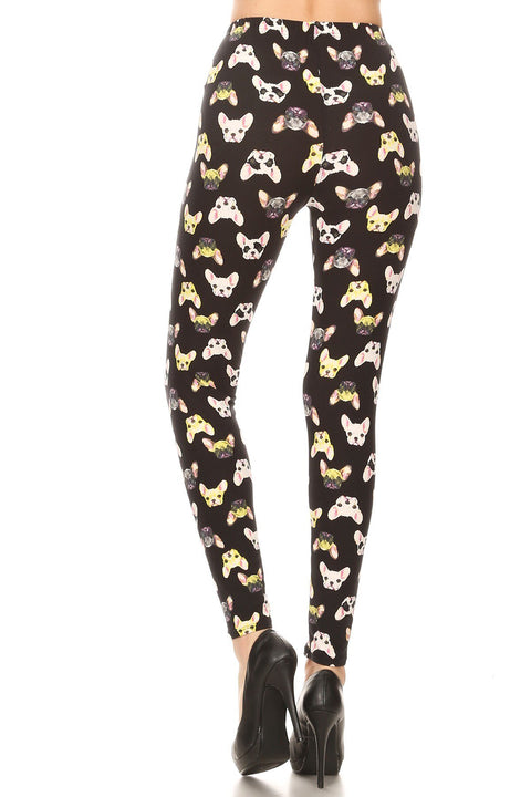 Women's Regular French Bulldog Animal Pattern Printed Leggings