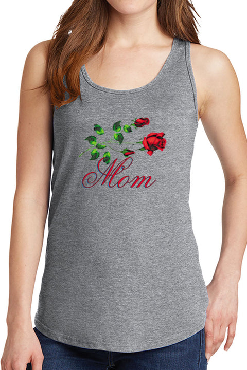 Women's Mom with Roses Core Cotton Tank Tops -XS~4XL