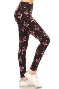 Women Plus High Waist Ballerina Dance Music Printed Yoga Pants Leggings