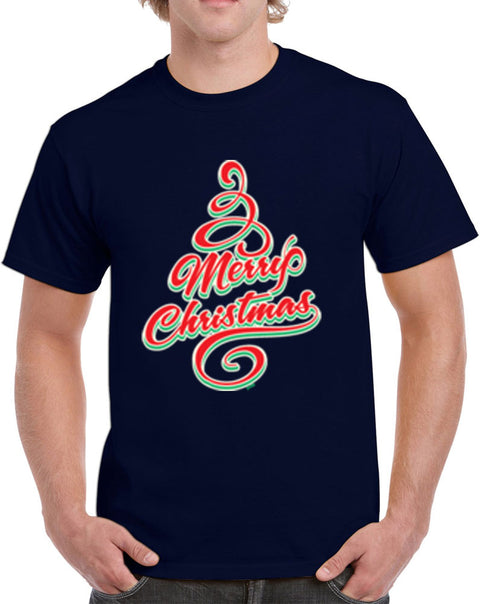Merry Christmas Tree Heavy Cotton Classic Fit Round Neck Short Sleeve T-Shirts