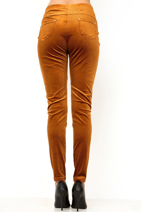 Women’s Regular Solid Color Single Layer Corduroy Back Pocket Pants