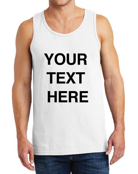 Create Your Own Text – Men Heavy Cotton Classic Fit Round Neck Tank Top – XS~3XL