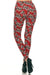 Women's Plus Red Sugar Skulls & Ribbon Pattern Printed Leggings