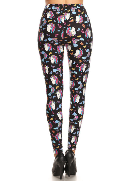 Women's Plus Unicorn Dream Pattern Printed Leggings