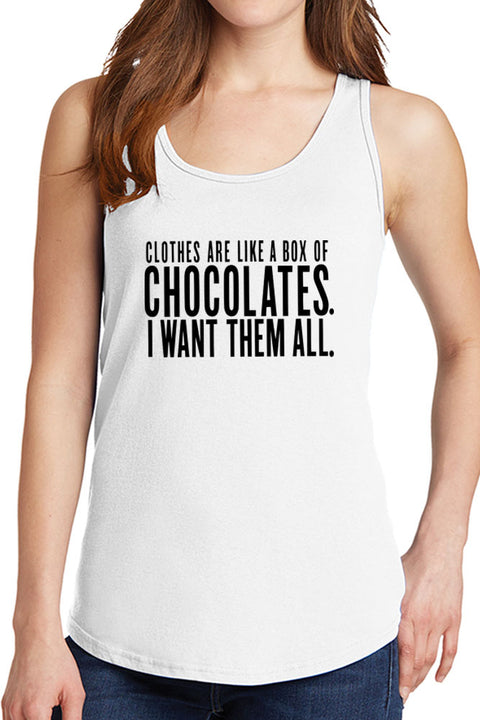Women's Clothes are Like Chocolate Core Cotton Tank Tops -XS~4XL
