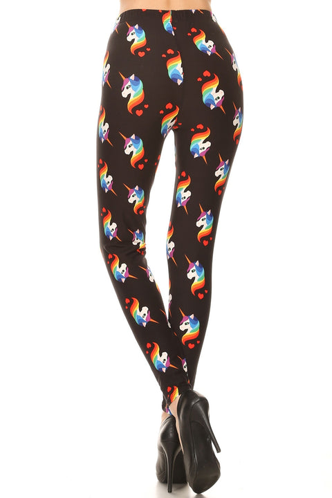 Women's Plus Rainbow Unicorn Pattern Printed Leggings