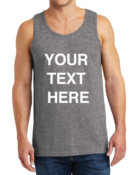 Create Your Own Text – Men Heavy Cotton Classic Fit Round Neck Tank Top – XS~3XL