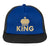 King or Queen, Gold or Silver Crown Graphic Printed Two Tone Flat Bill Snapback Fashion Trucker Caps for Men & Women