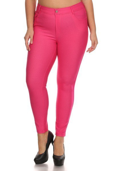 Women's Stretchy Cotton-Blend Jeggings with 5 Pockets- Regular and Plus