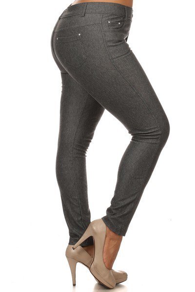 Women's Stretchy Cotton-Blend Jeggings with 5 Pockets- Regular and Plus