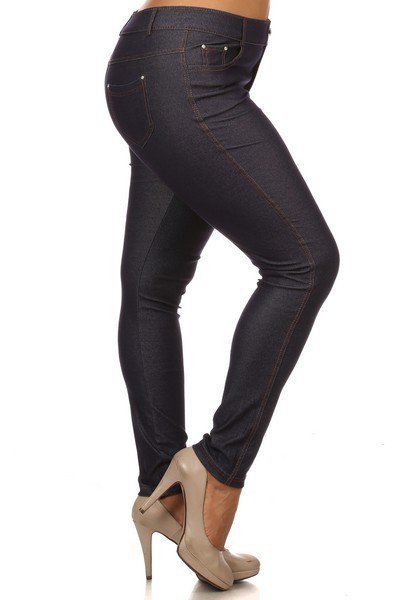 Women's Stretchy Cotton-Blend Jeggings with 5 Pockets- Regular and Plus