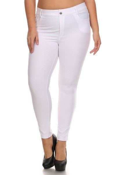 Women's Stretchy Cotton-Blend Jeggings with 5 Pockets- Regular and Plus