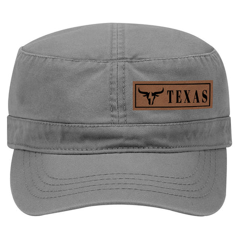 Bullhead Texas Leatherette Patch Garment Washed Superior Cotton Twill Military Hat for Men and Women