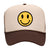 Yellow Happy Face Suede Like Feel Textured Printed 5 Panel Two Tone High Crown Mesh Back Trucker Hat