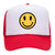 Yellow Happy Face Suede Like Feel Textured Printed 5 Panel Two Tone High Crown Mesh Back Trucker Hat