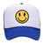 Yellow Happy Face Suede Like Feel Textured Printed 5 Panel Two Tone High Crown Mesh Back Trucker Hat