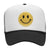Yellow Glitter Happy Face Embroidered Patch 5 Panel Two Tone High Crown Mesh Back Trucker Hat