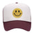 Yellow Glitter Happy Face Embroidered Patch 5 Panel Two Tone High Crown Mesh Back Trucker Hat