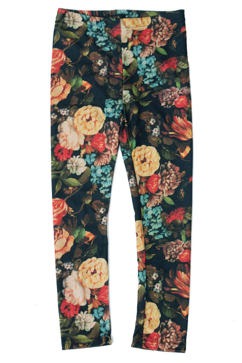 Girl's Simple Design Floral Pattern Leggings- All Season