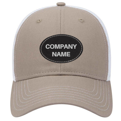 Customize Company Logo Leatherette Patch 6 Panel Low Profile Mesh Back Trucker Hat