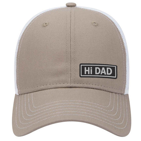 Hi Dad Leatherette Patch 6 Panel Low Profile Mesh Back Trucker Hat for Men