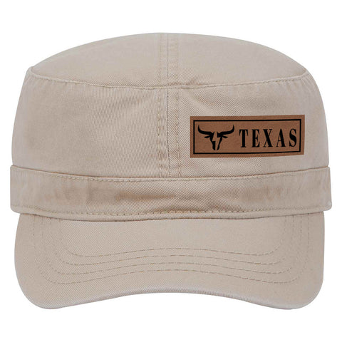 Bullhead Texas Leatherette Patch Garment Washed Superior Cotton Twill Military Hat for Men and Women