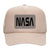 NASA Letter Leatherette Patch 5 Panel Mono Color High Crown Mesh Back Trucker Hat - For Men and Women