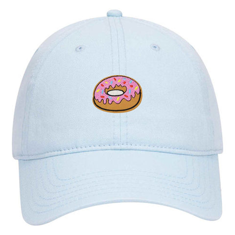 Pink Sparkle Donut Embroidered Patch Pastel Tone Garment Washed Superior Cotton Twill Dad Hat - For Women and Men