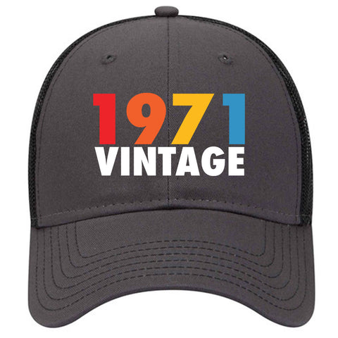 Customize Birth Year Retro Vintage 6 Panel Low Profile Mesh Back Trucker Hat - For Men and Women