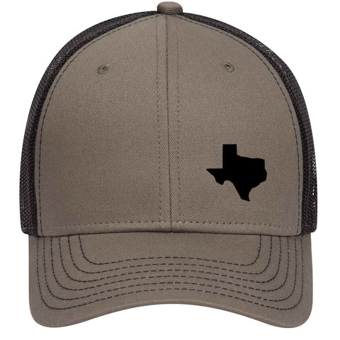 Texas State Black Map 6 Panel Low Profile Mesh Back Trucker Hat - For Men and Women