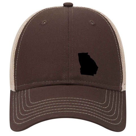 Georgia Map 6 Panel Low Profile Mesh Back Trucker Hat - For Men and Women