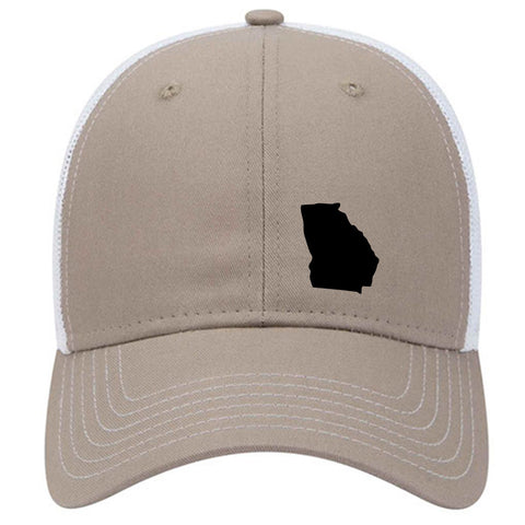 Georgia Map 6 Panel Low Profile Mesh Back Trucker Hat - For Men and Women