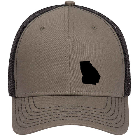 Georgia Map 6 Panel Low Profile Mesh Back Trucker Hat - For Men and Women