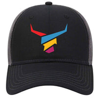Colorful Abstract Bullhead 6 Panel Low Profile Mesh Back Trucker Hat - For Men and Women