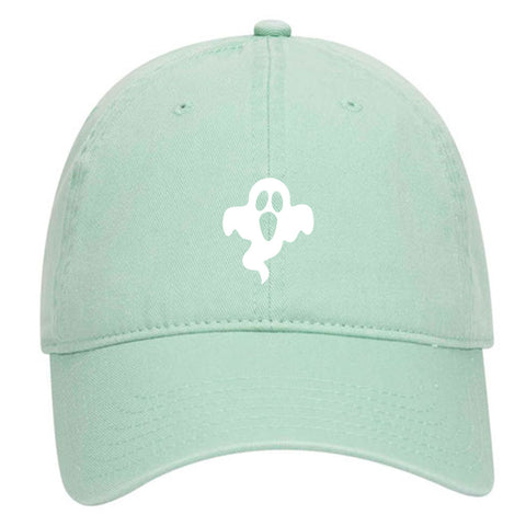 Creepy Ghost Puff Halloween Printed Garment Washed Superior Cotton Twill Dad Hat - For Women and Men