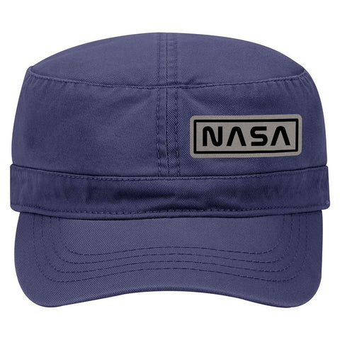 NASA Letter Leatherette Patch Garment Washed Superior Cotton Twill Military Hat for Men and Women