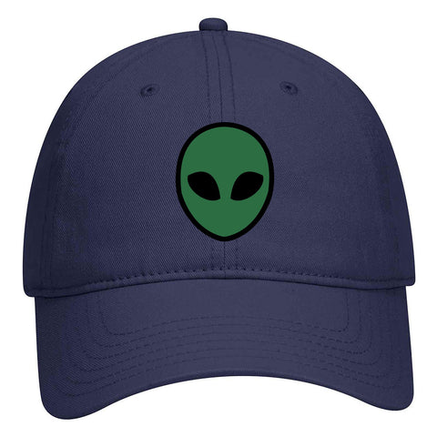 Green Alien Head Suede Like Feel Textured Printed Garment Washed Superior Cotton Twill Dad Hat - For Women and Men