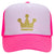 Gold Crown Glitter Printed Neon 5 Panel High Crown Foam Mesh Back Trucker Hat - for Men and Women