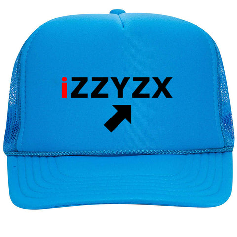 iZZYZX Logo with Arrow PU Printed Neon 5 Panel High Crown Foam Mesh Back Trucker Hat - For Men and Women