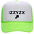 iZZYZX Logo with Arrow PU Printed Neon 5 Panel High Crown Foam Mesh Back Trucker Hat - For Men and Women