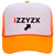 iZZYZX Logo with Arrow PU Printed Neon 5 Panel High Crown Foam Mesh Back Trucker Hat - For Men and Women