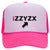 iZZYZX Logo with Arrow PU Printed Neon 5 Panel High Crown Foam Mesh Back Trucker Hat - For Men and Women