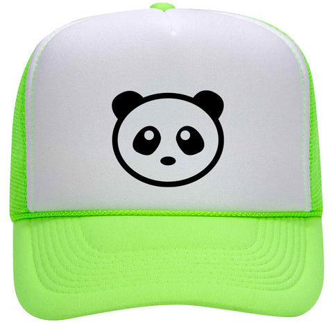 Giant Panda Suede Like Feel Textured Printed Neon 5 Panel High Crown Foam Mesh Back Trucker Hat - For Men and Women