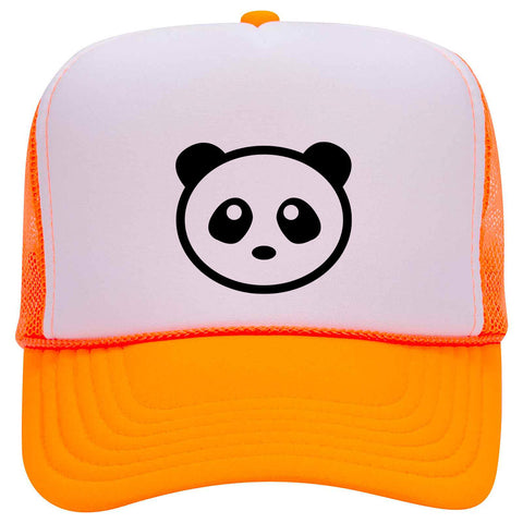 Giant Panda Suede Like Feel Textured Printed Neon 5 Panel High Crown Foam Mesh Back Trucker Hat - For Men and Women