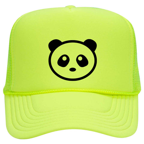 Giant Panda Suede Like Feel Textured Printed Neon 5 Panel High Crown Foam Mesh Back Trucker Hat - For Men and Women