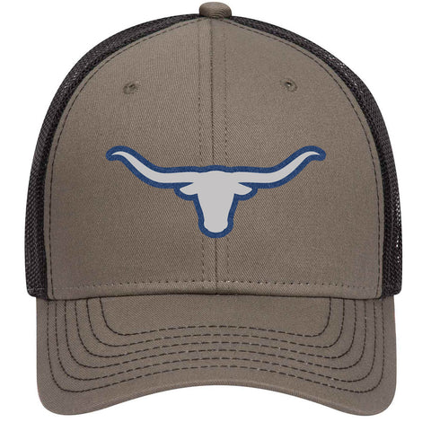 Longhorn Leatherette Patch 6 Panel Low Profile Mesh Back Trucker Hat - For Men and Women