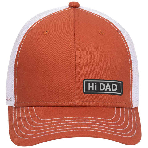 Hi Dad Leatherette Patch 6 Panel Low Profile Mesh Back Trucker Hat for Men