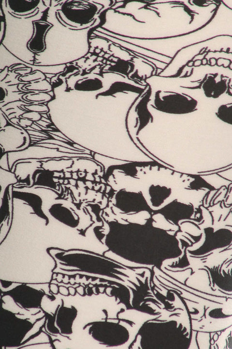 Women's Plus Catacombs of Paris Pattern Print Leggings - Halloween White Skull
